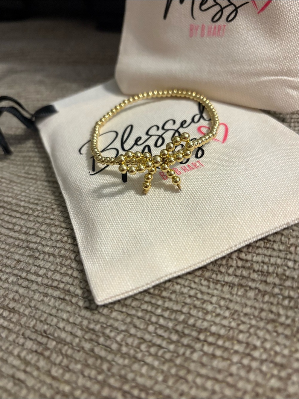 Gold Beaded Bow Bracelet